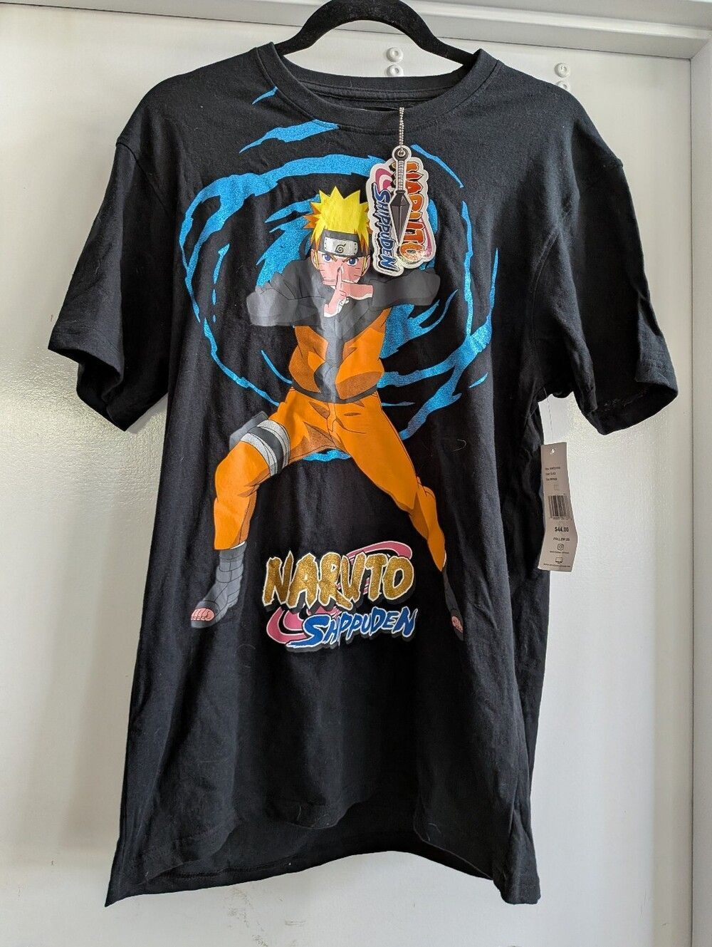 Naruto Shippuden Black Tee with Orange & Blue Graphic New With Tags Men's Medium